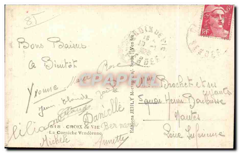 CPA Croix de vle la corniche vendeenne — Verso