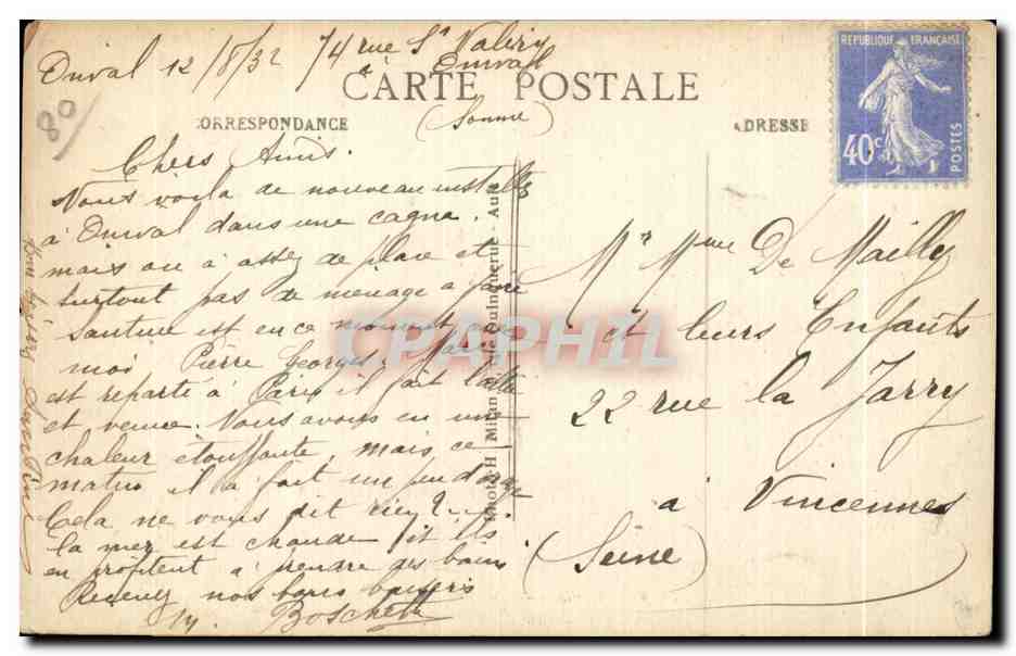 CPA Onival Somme Les Cabines et la Plage — Back
