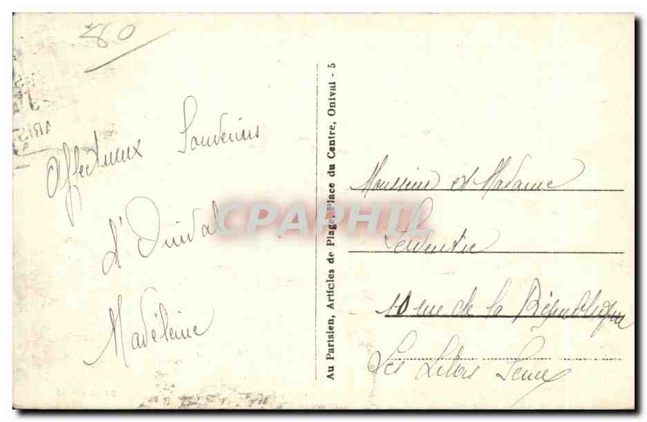CPA Onival Sur Mer Les cabines — Rückseite
