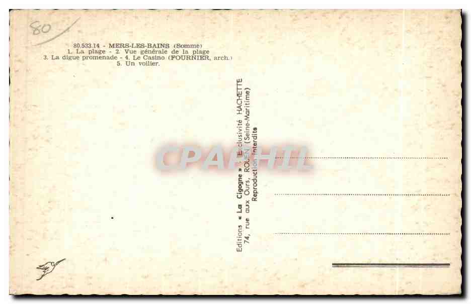 CPA Mers Les Bains Somme Vue generale prise du Treport — Verso