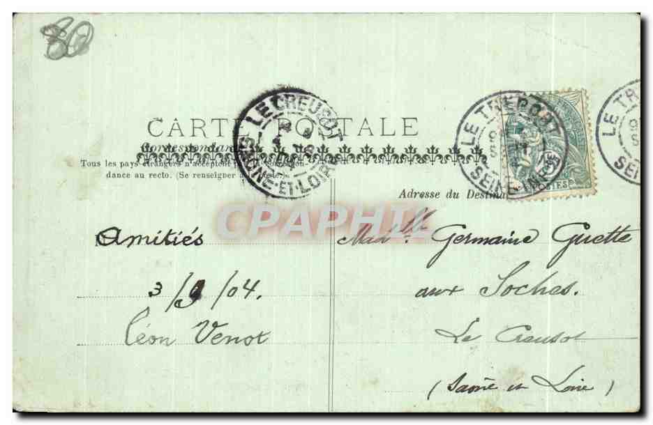CPA Mers Sur la Sable — Verso