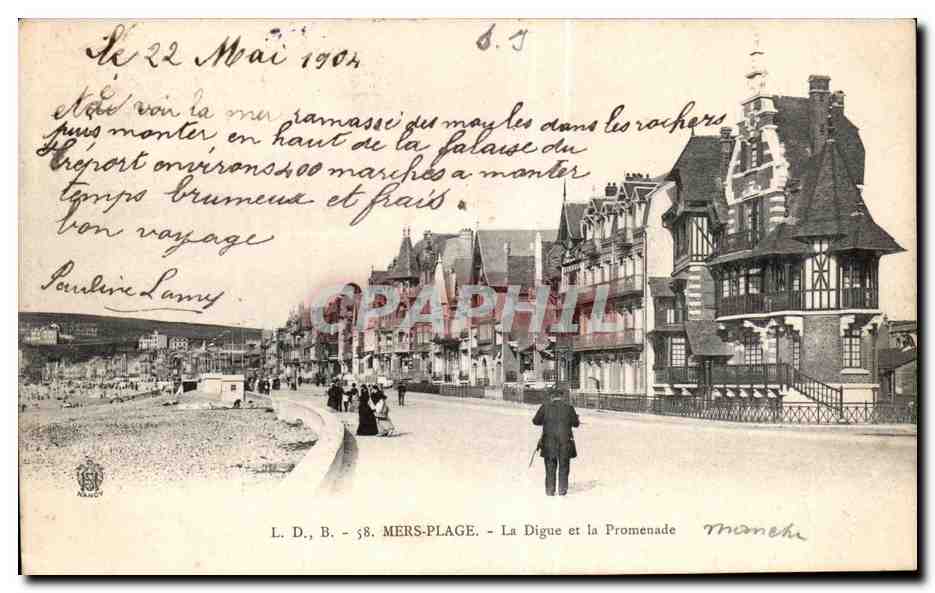 Mers-Plage - La Digue et la Promenade — Manche, éditeur L.D.B., n°58