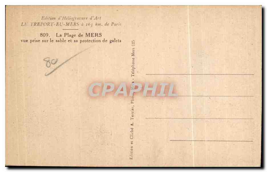 CPA le Treport Vue Mers La Plage de Mers — Verso