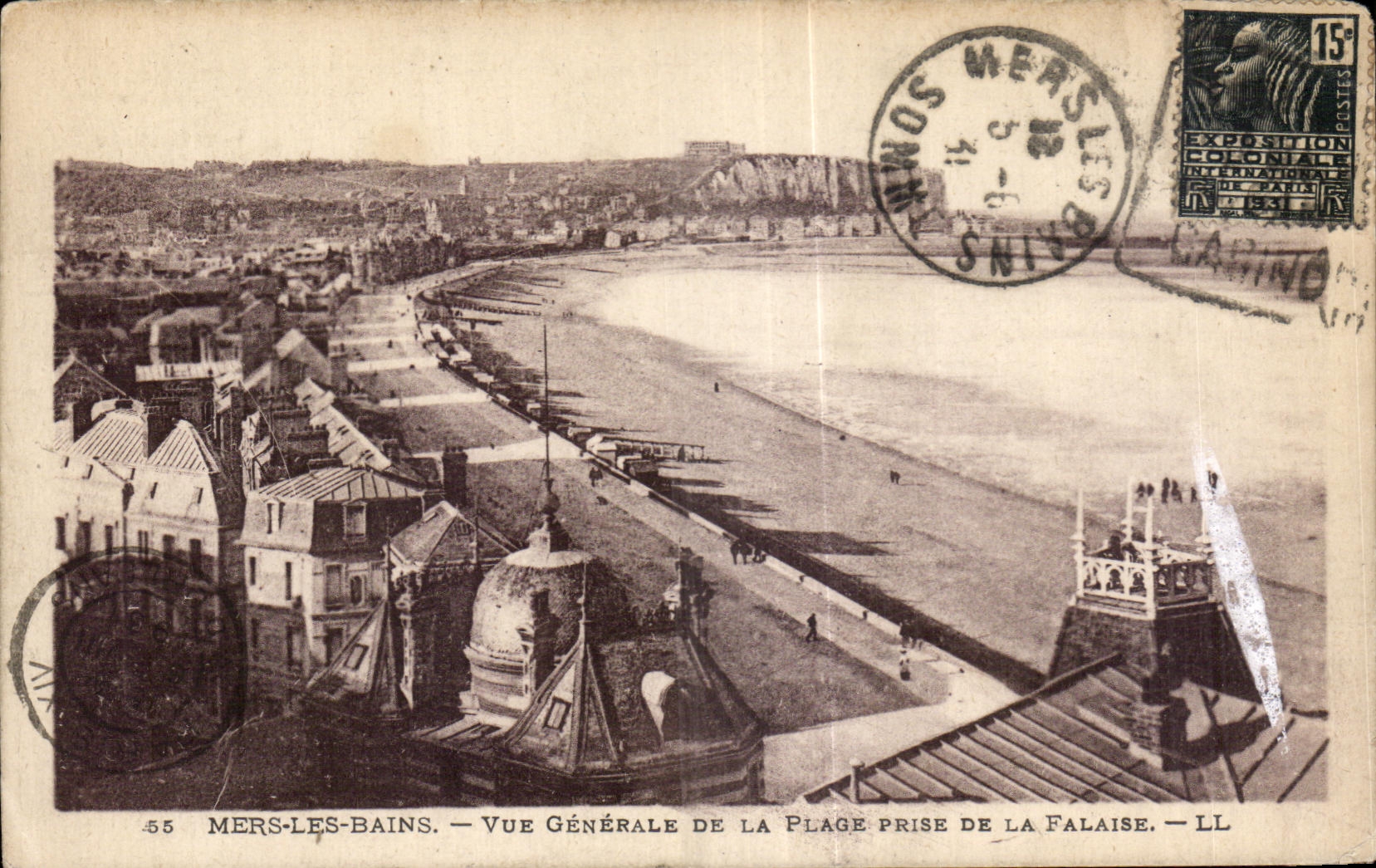 CPA Mers les Bains Vue Generale de la Plage Prise de la Falaise