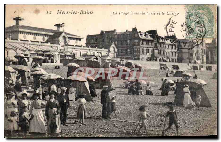 Mers-les-Bains — La Plage à marée basse et le Casing — Éditeur non identifié, n° 12