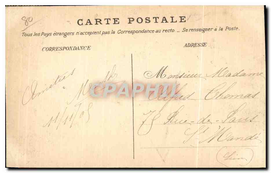 Mers-les-Bains — La Plage à marée basse et le Casing — Éditeur non identifié, n° 12 — Verso