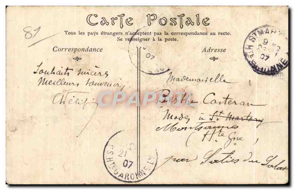 CPA Castres L Hotel Viviers — Rückseite