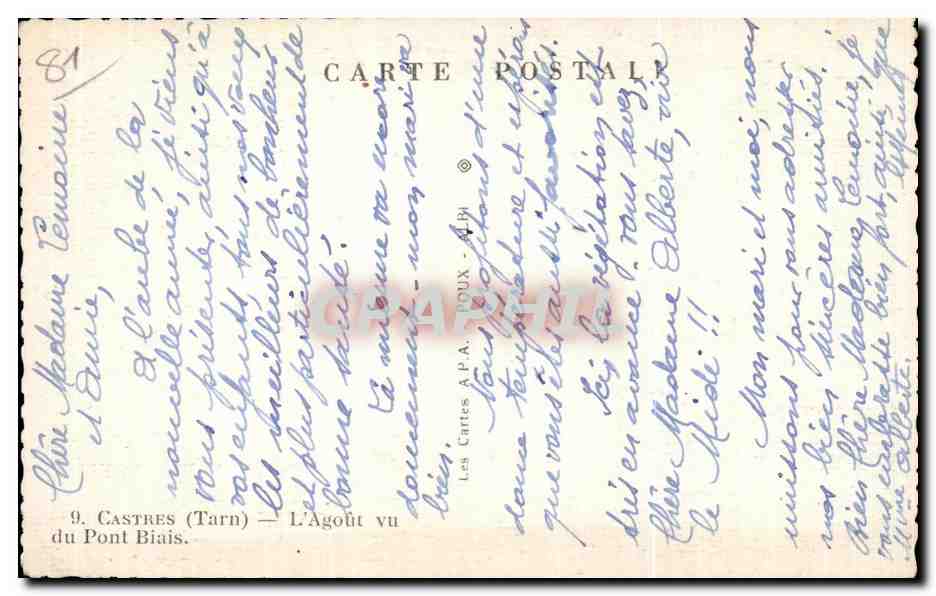 CPA Castres Tarn l Agout vu du Pont Biais — Rückseite
