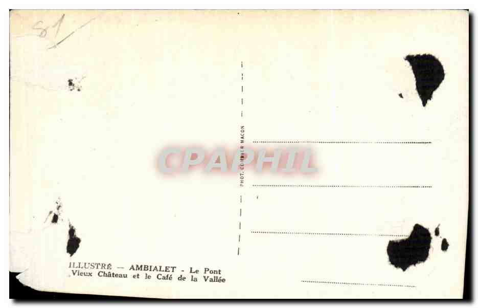 Ambialet — Vieux Château et le Café de la Vallée — Phot. Cim — Verso