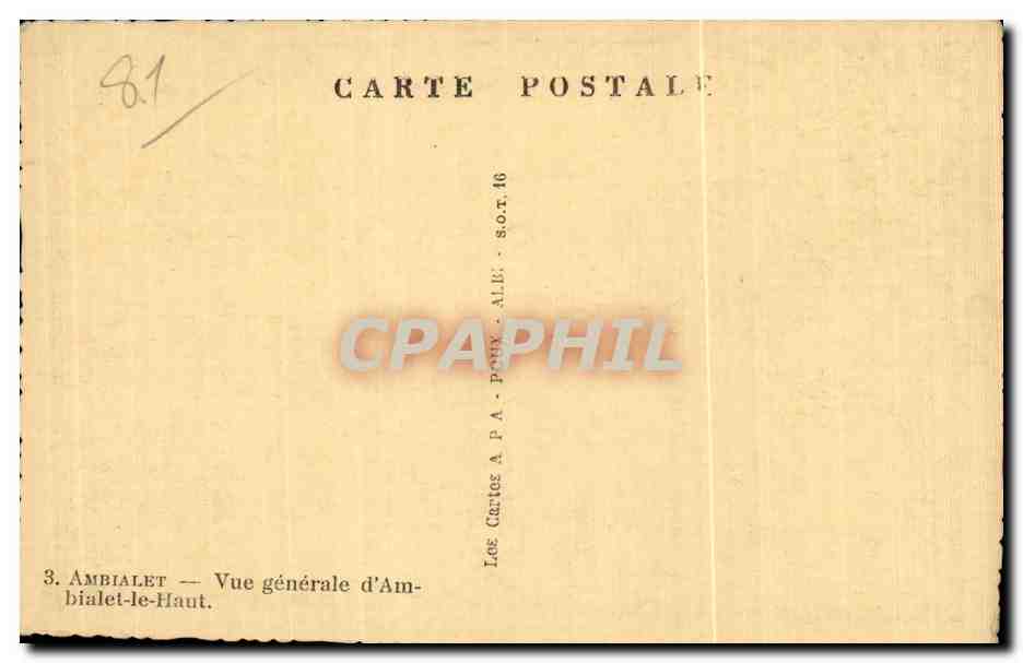 Ambialet-le-Haut — Vue générale — Cartes A.P.A. P.O.N.Y. - S.O.T. 16 — Rückseite