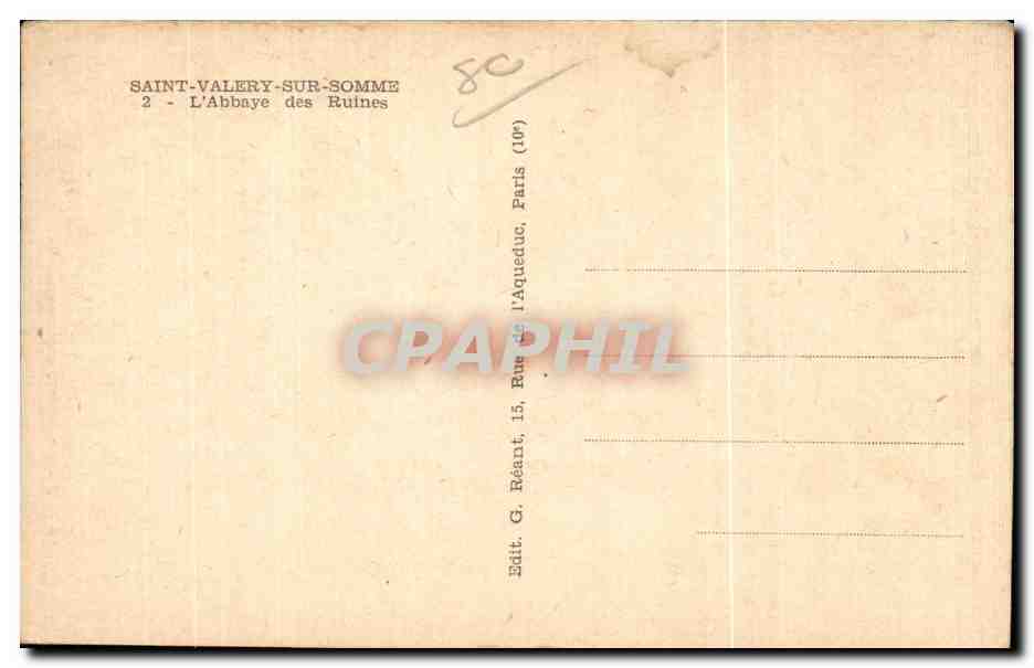 CPA St Valery Somme l Abbaye des Ruines — Back