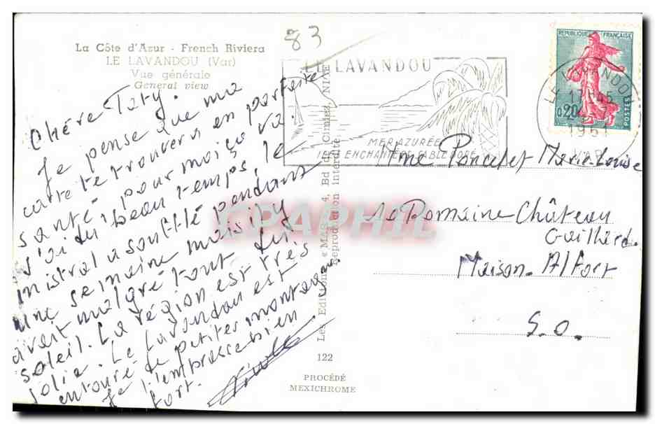 CPA Cote d Azur French Riviera Le Lavandou Var  — Verso