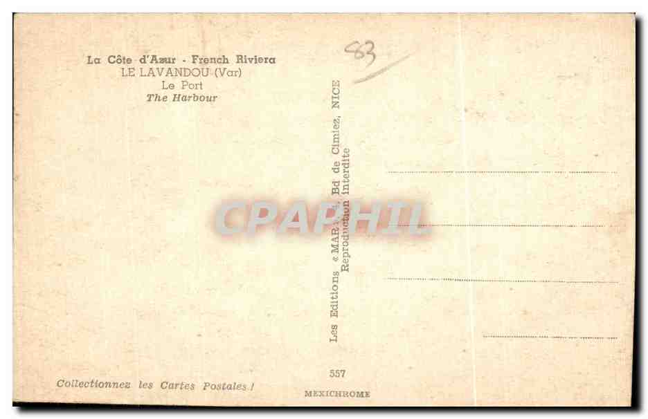 CPA Cote d Azur Le Lavandou French Rivera Le Poret — Rückseite