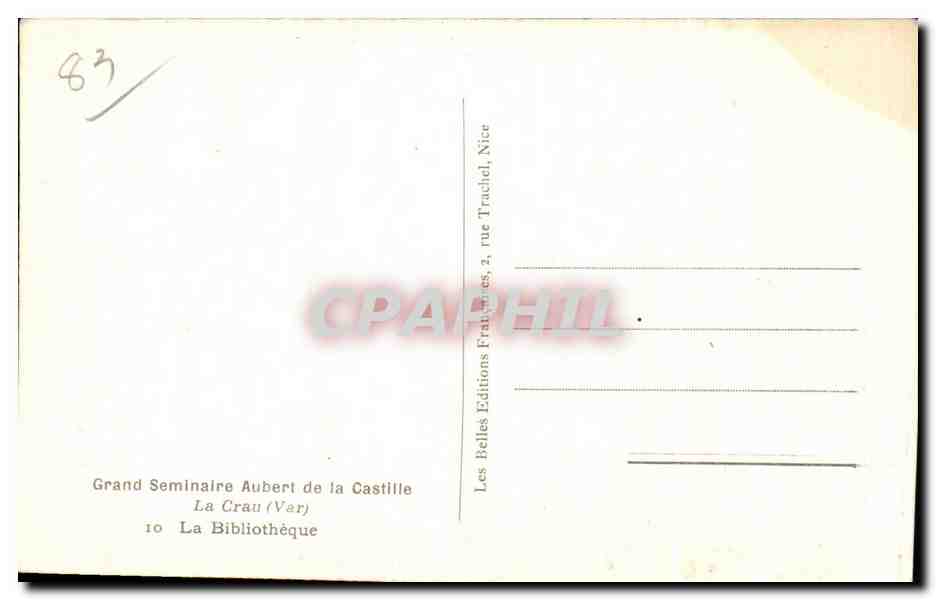 Grand Séminaire Aubert de la Castille — La Bibliothèque — Éditions Françaises, Nice — Rückseite