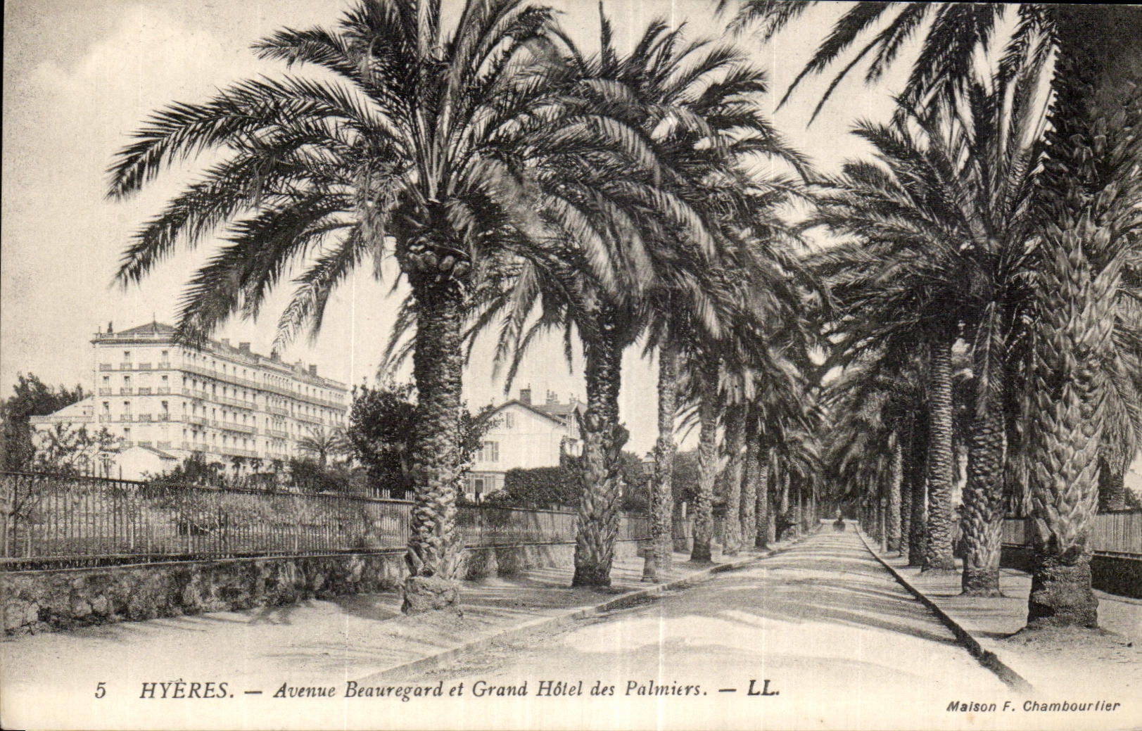Hyères — Avenue Beauregard et Grand Hôtel des Palmiers — Maison F. Chambourlier