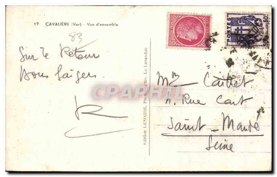 Cavalière (Var) — Vue d'ensemble — édition Lémaire, n°17 — Back