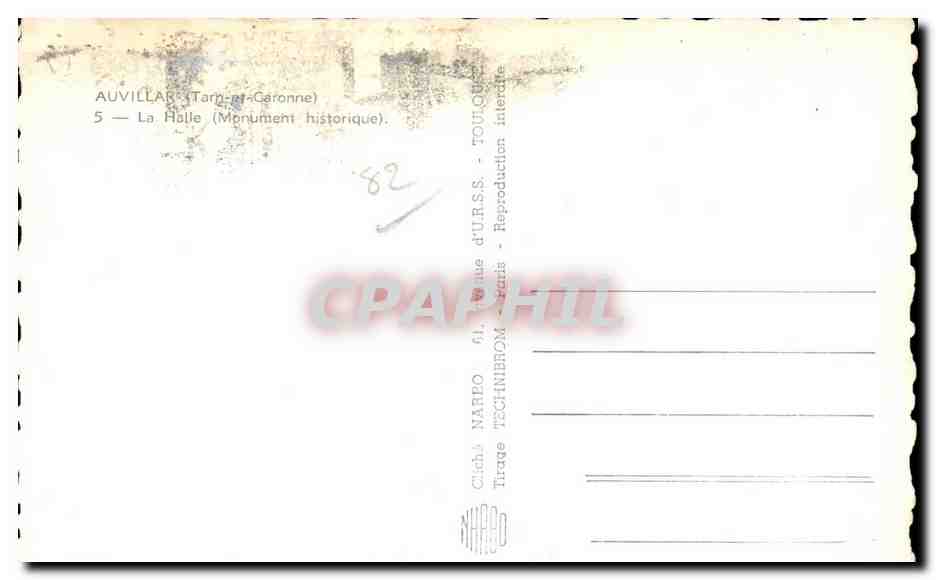 CPA Auvillar Tarn st Caronne La Halle — Back