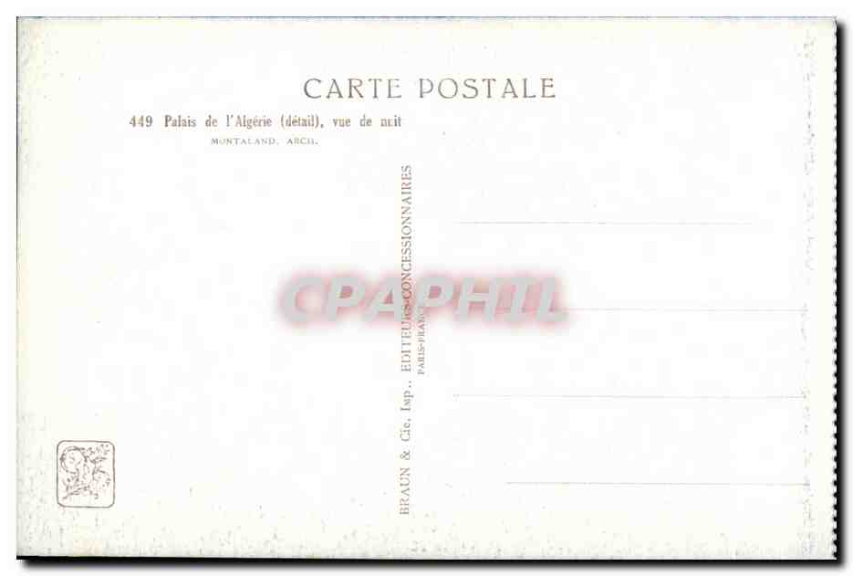 Palast Algeriens — Nachtsicht — Montaland, Archi. — Rückseite