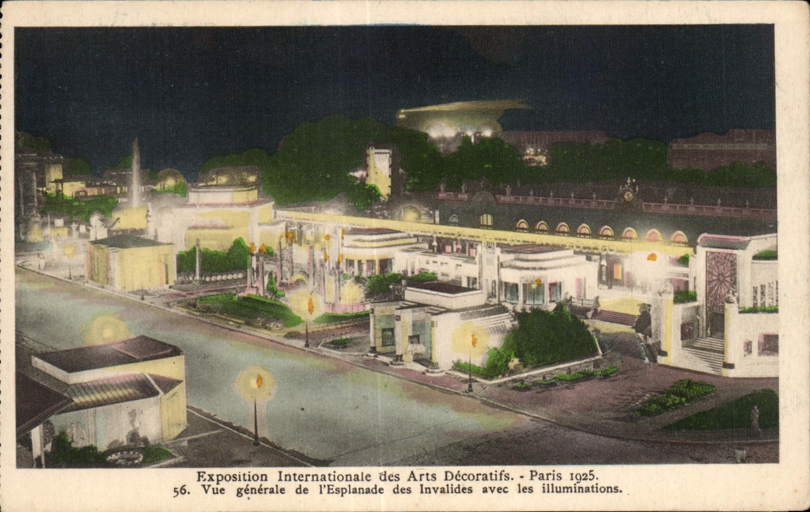 Exposition Internationale des Arts Décoratifs — Paris 1925 — Vue générale de l'Esplanade des Invalides avec les illuminations — Éditions Artistiques LIP