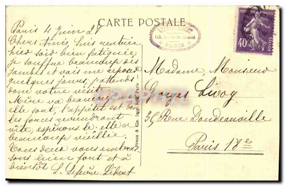 Paris — Exposition Internationale des Arts Décoratifs, 1925 — Manufacture Nationale de Sèvres (P. Patout et Ventre, Arch.) — Verso