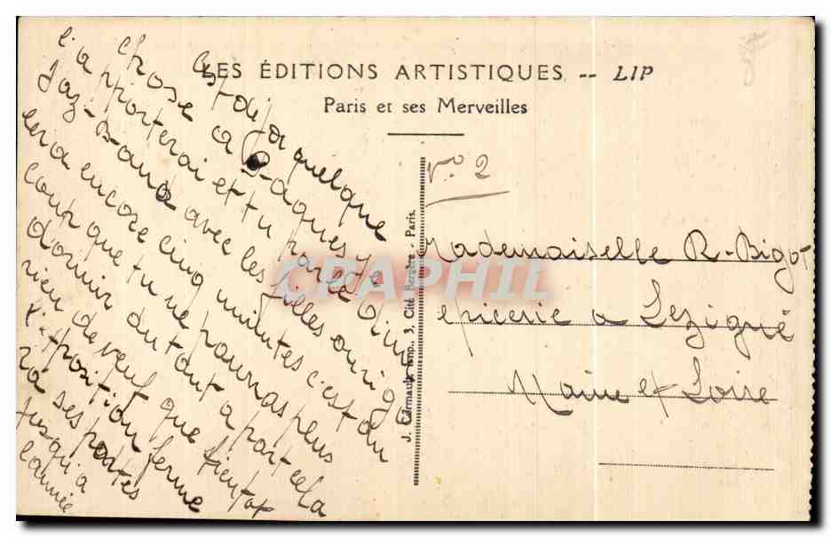 Exposition Internationale des Arts Décoratifs - Paris 1925 — Le Pont Alexandre avec la cascade lumineuse — Éditions Artistiques LIP n°52 — Verso