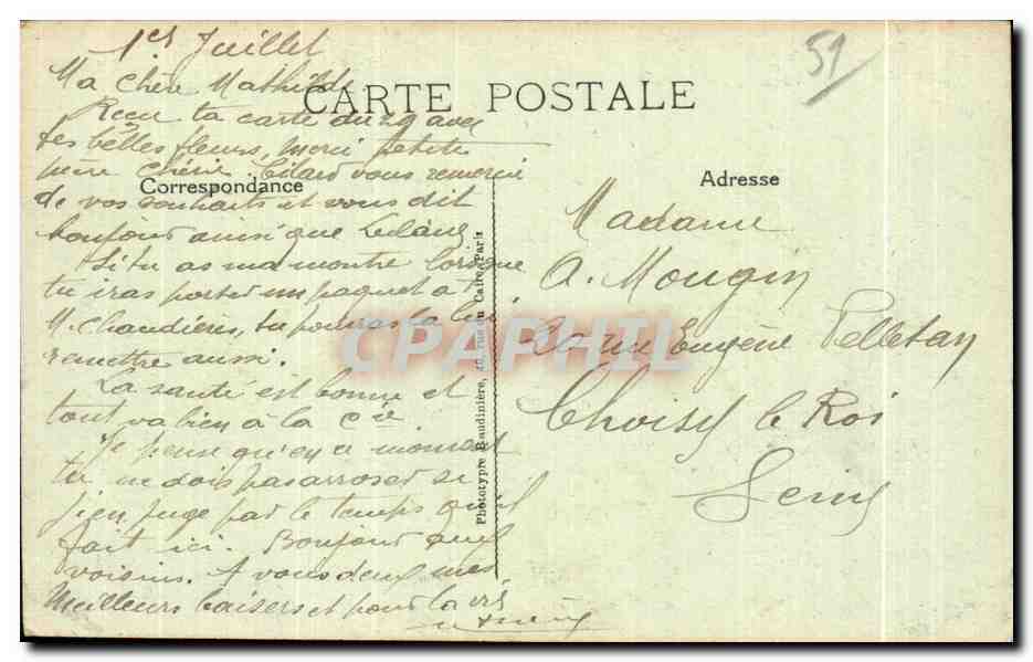 Ville-sur-Tourbe — La Maison du Nolair — détruite par la Grande Guerre 1914-17 — Verso