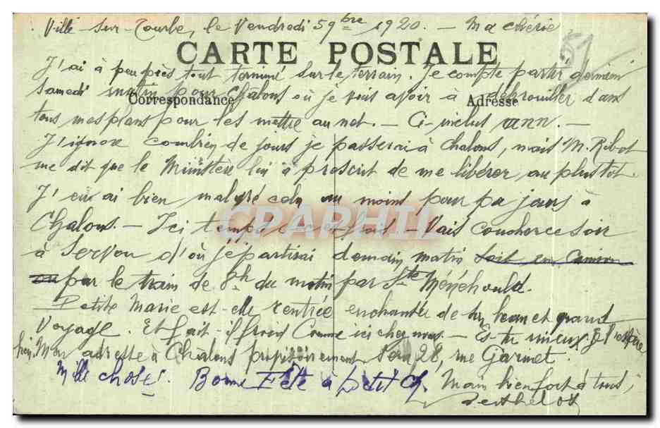 L'Argonne après la Guerre — VILLE-sur-TOURBE — Chef-lieu d'un Canton entièrement détruit — Back