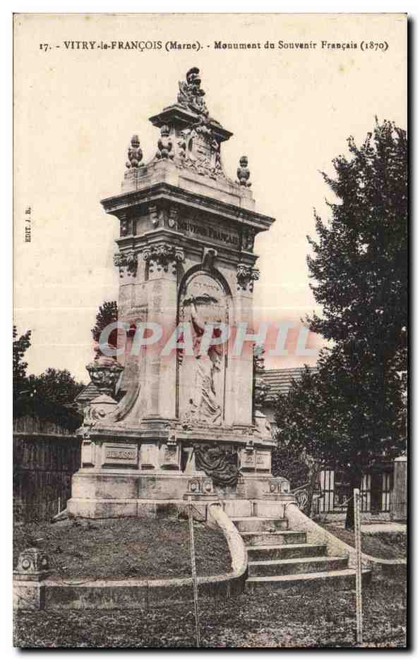 CPA Vitry le Francois Marne Monument du Sonvenir Francais 1870