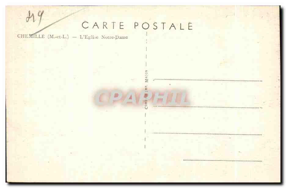 CPA Chemille M et L l Eglise Notre Dame — Back