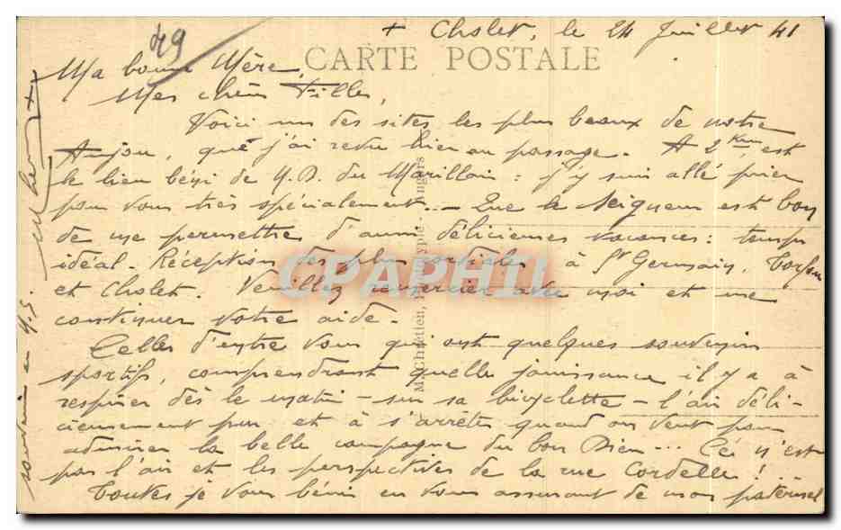 CPA St Florent Vieil Le Mont Glonne pris du Pont — Rückseite