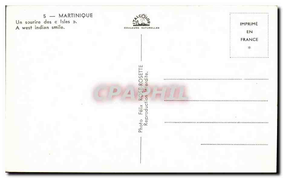 CPM Martinique Un sourine des Isles A west indian smile — Rückseite