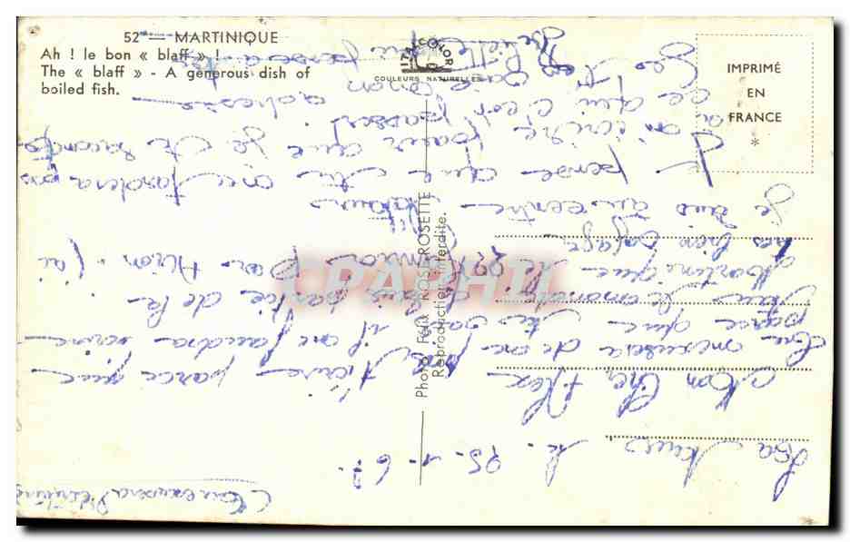 CPM Martinique Ah le born blaff The blaff A generous dish of boiled fish — Rückseite