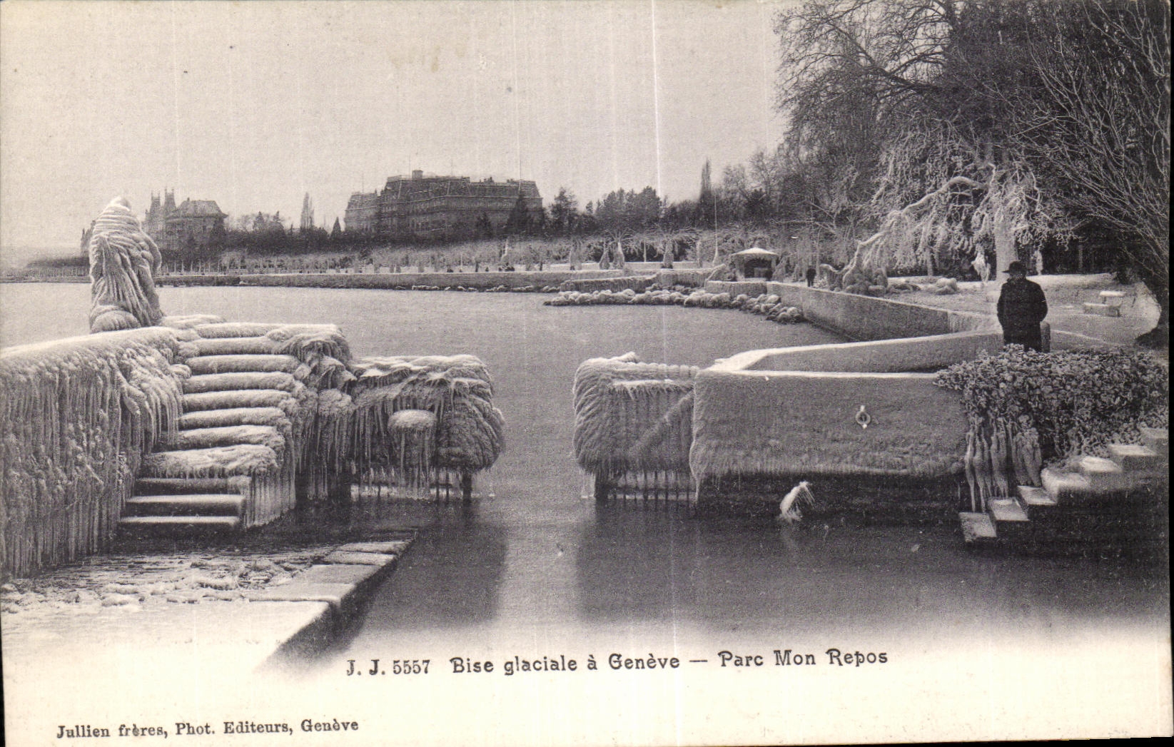 CPA Bise glaciale a Geneve Parc Mon Repos