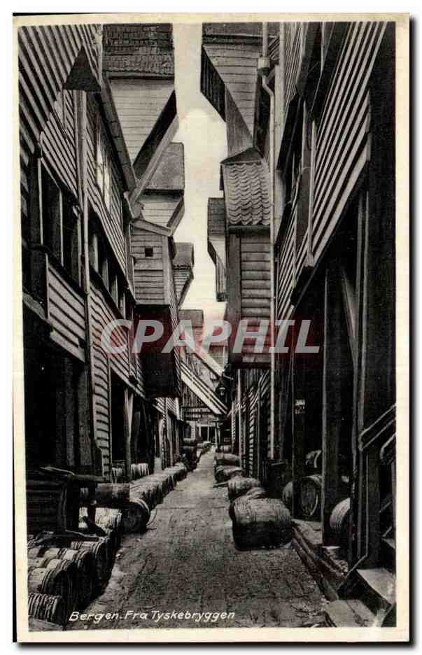 CPA Norvege Norway Bergen Fra Tyskebryggen