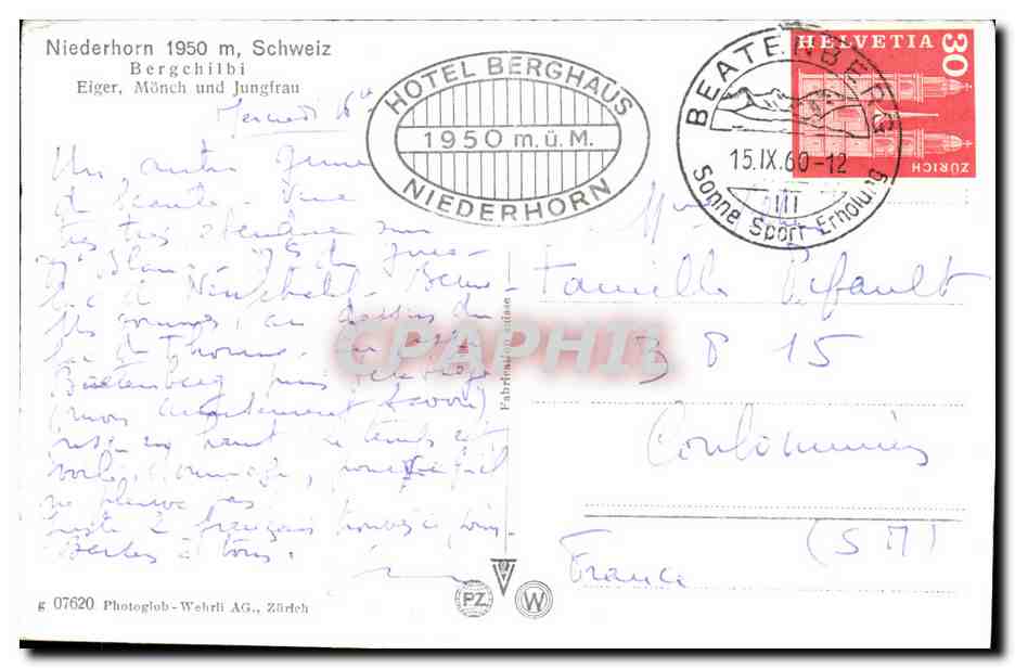 CPSM Suisse Niederhorn Schweiz Bergchilbi Eiger Monch und Jungirau — Back