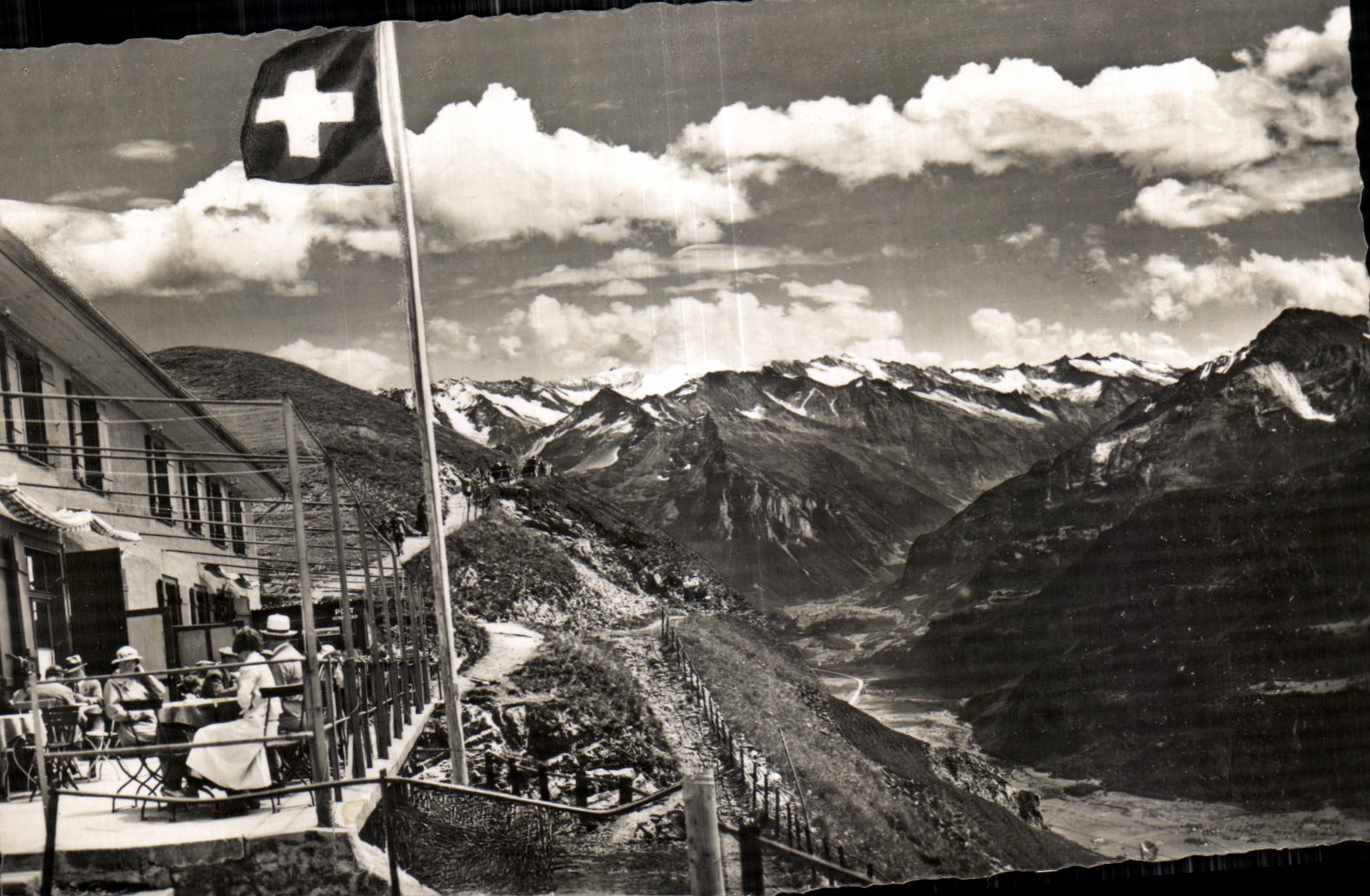 CPSM Suisse Brienzer Rothorn Blick von der Hoteiterrasse Ruf die Ostalpen