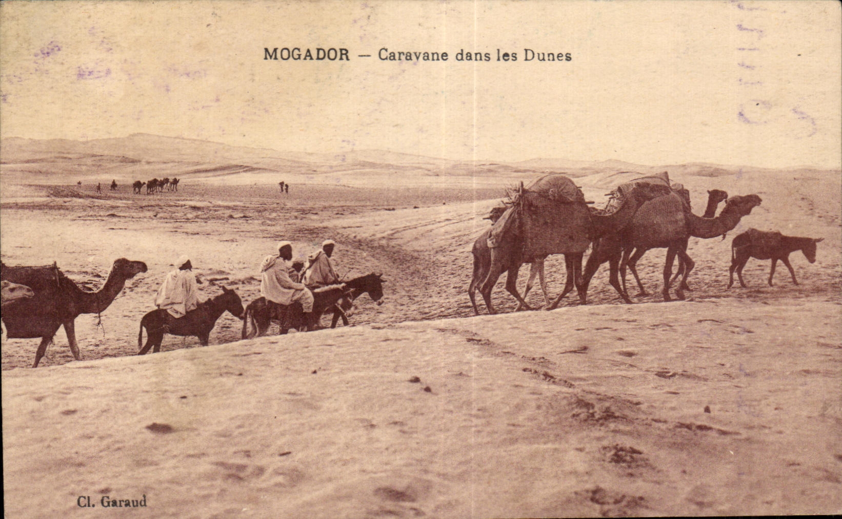 CPA Maroc Mogador Caravane dans les Dunes Chameau Camel 