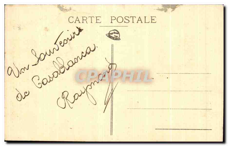 CPA Maroc Casablanca la grande mosquee et le Palais du Saltan — Verso