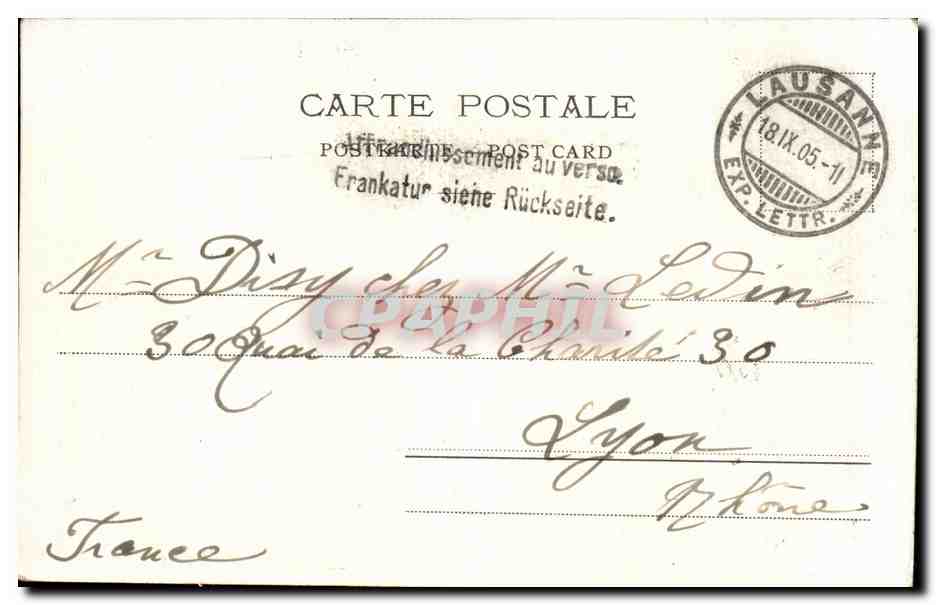 Suisse Lausanne Place St Francols et I Hotel des Postes — Rückseite
