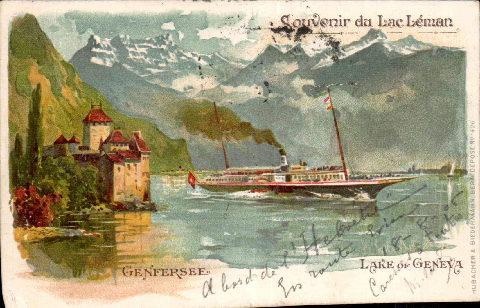 Suisse Souvenir du Lac Leman Genfersee Bateau