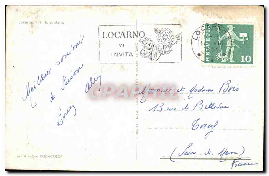 Locarno - Le lungolago — vista panorámica — editor Alfa, n° 11100 — Reverso
