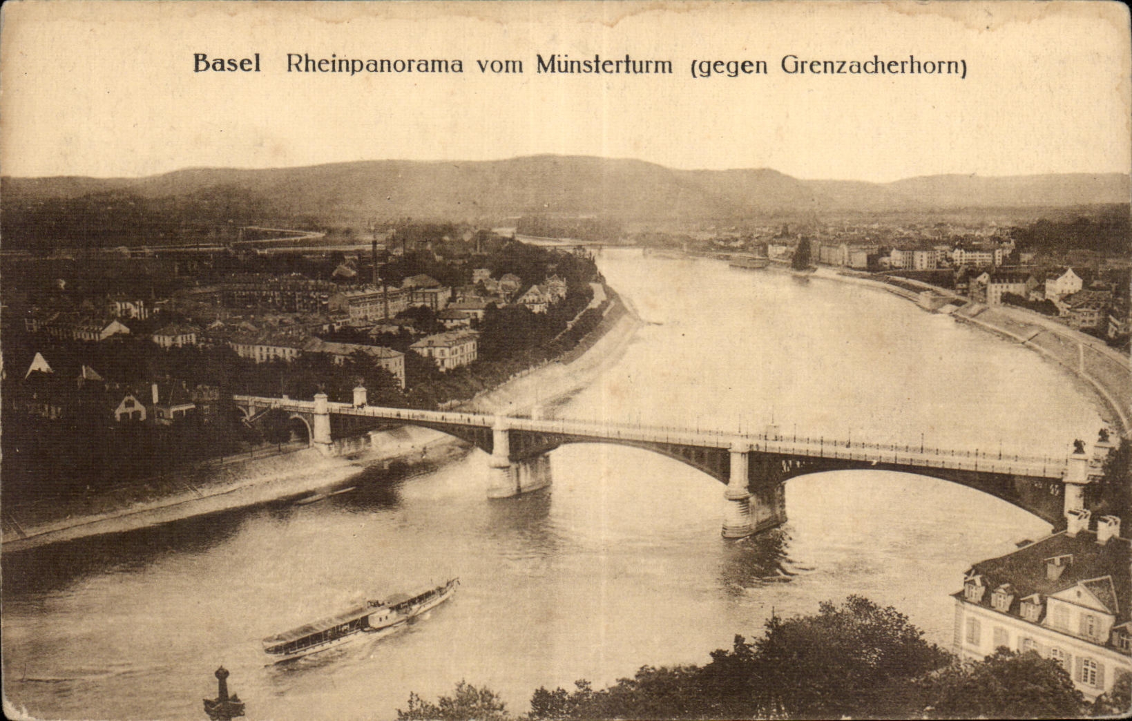 CPA Basel Rheinpanorama vom Munsterturm (gegen Grenzacherhorn)