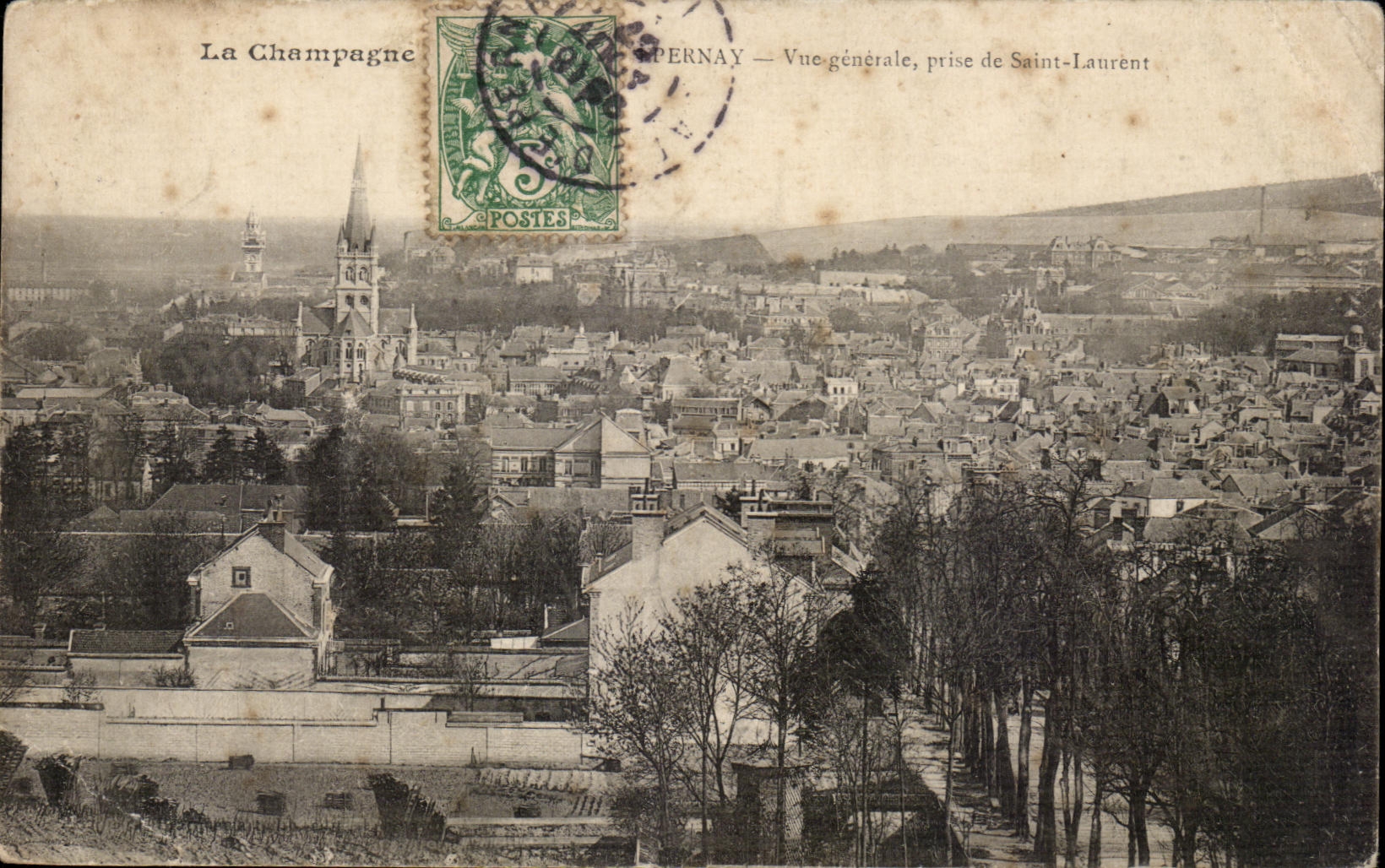 Pernay — Allgemeine Ansicht, aufgenommen von Saint-Laurent — Verlag: La Champagne