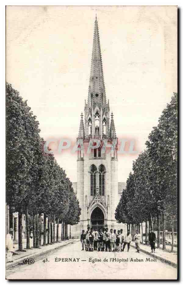 CPA Epernay Eglise de l Hopital Auban Moet Soldats Militaria 
