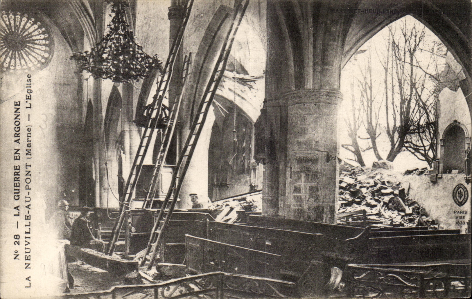La Neuville-au-Pont (Marne) — L'Église détruite — D. A. Longuet, Paris