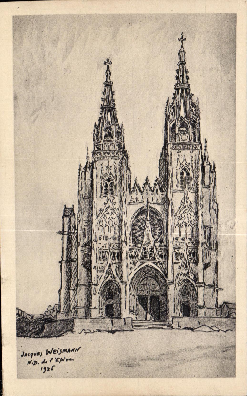 CPA Jacques Weismann L Epine Norte Dame de L Epine pres chalons sur Marne d ap dessin de J Weismann