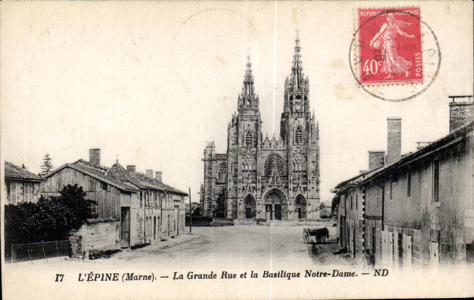 L'Épine (Marne) — La Grande Rue et la Basilique Notre-Dame — ND