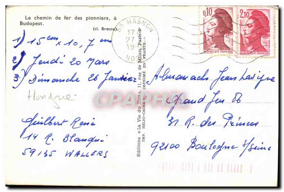 Le chemin de fer des pionniers — Budapest — Éditions « La Vie du Rail » — Verso
