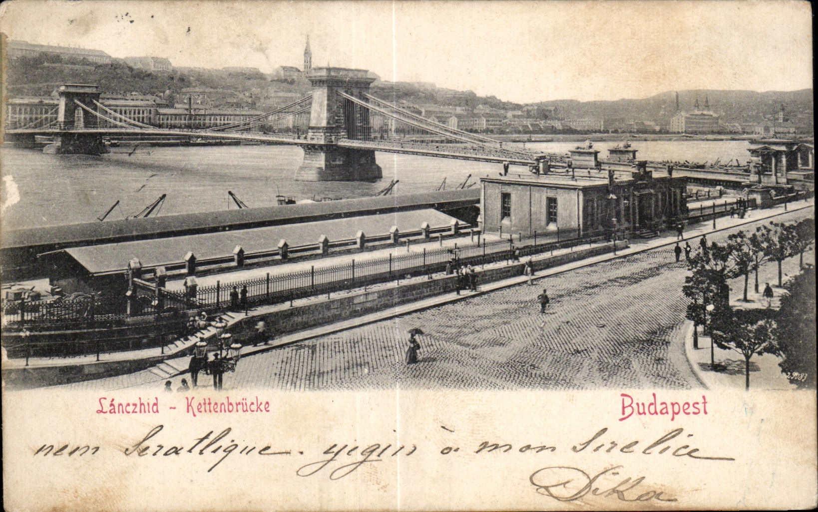 CPA Hongrie Hungary Budapest Lanczhid Kettenbrucke