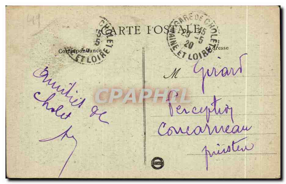 CPA Cholet Le Theatre et I Hotel de Ville — Back